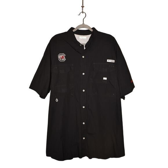 COLUMBIA $60 PFG South Carolina Gamecocks Black Vented Fishing Shirt Men's XXL - Picture 1 of 5
